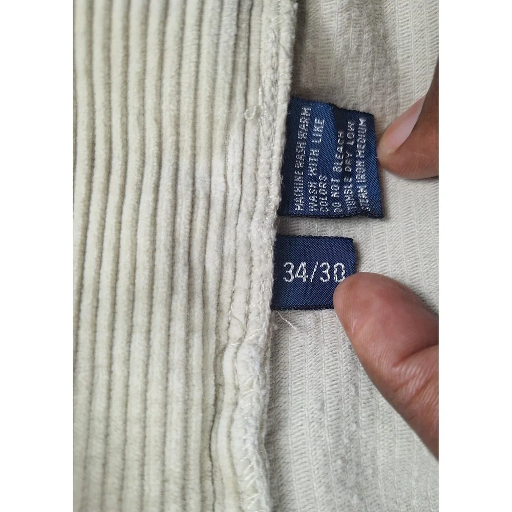 Polo Ralph Lauren Andrew Pant Mens 34x30 Beige Corduroy Pleated Relaxed Trousers
